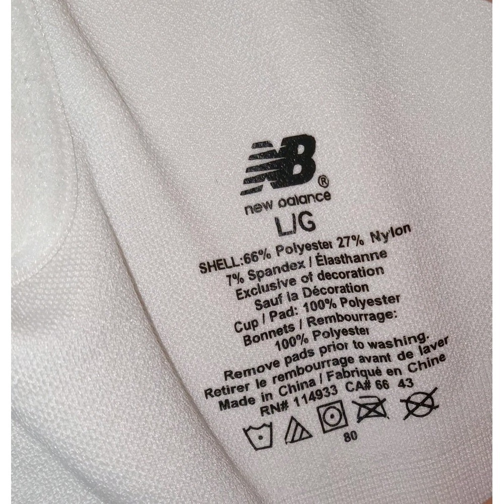 New Balance Sports Bra Womens Large White Space Dye Strappy Racerback Seamless - Picture 3 of 7